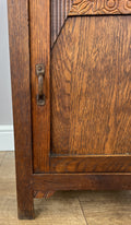 Bedside Table Antique French Marble Top Oak Cabinet Carved Cupboard LOT 62004