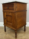 Bedside Table Antique French Style Marble Top Oak Cabinet Nightstand LOT 62352
