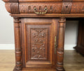 Desk Antique French Style Oak Double Sided Carved Pedestal Desk LOT 6514