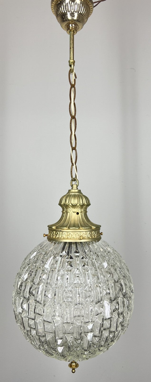 Ceiling Lamp Vintage Style Brass Pressed Crystal Pendant Chandelier LOT 52030