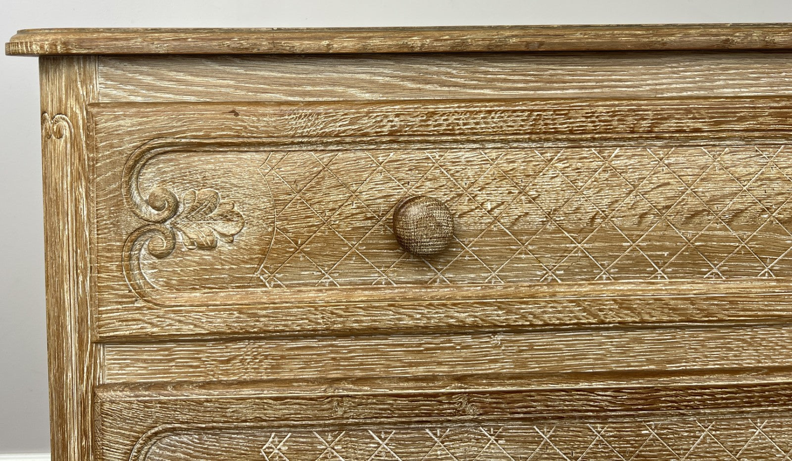 Chest of Drawers Vintage French Louis Oak 2 Drawers Carved Cabinet LOT 64064