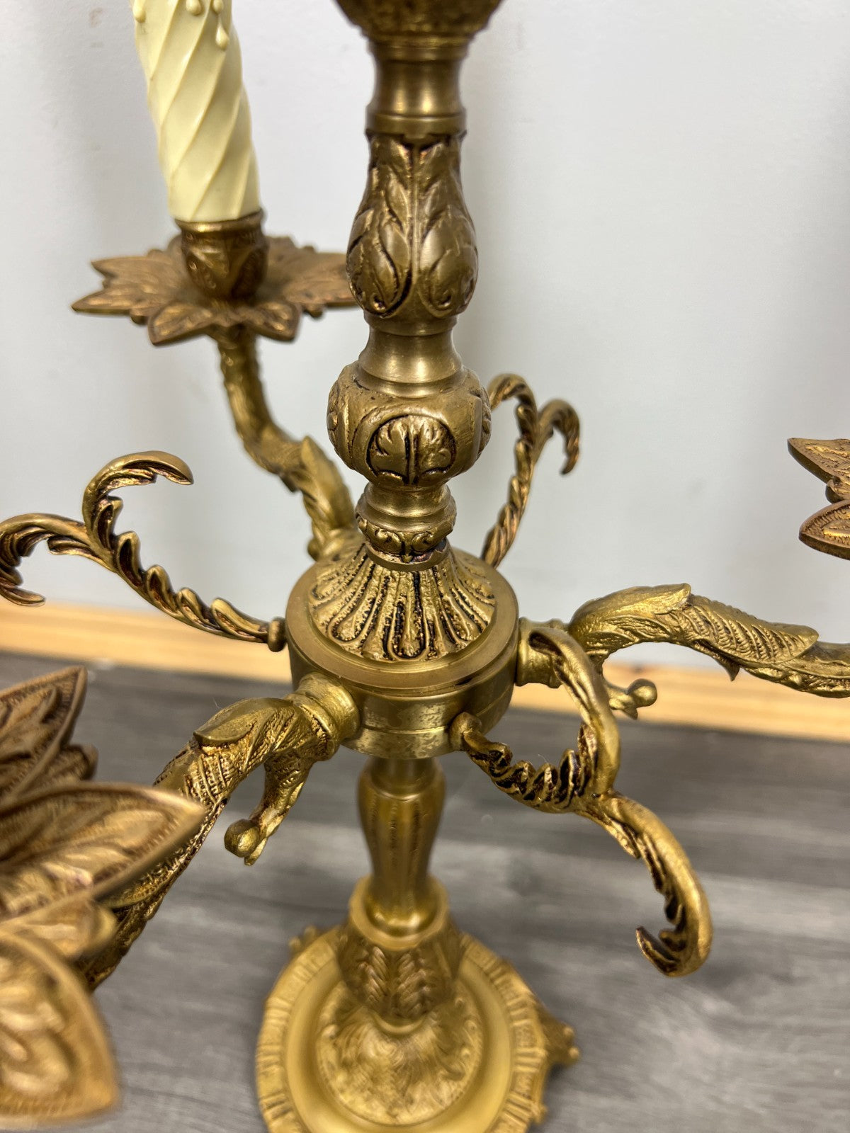 Lamp Vintage French Brass 3 Arm Candelabra Light Ornate Rococo Design LOT 44519