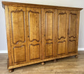 Wardrobe Vintage French Style Oak Five Door Carved Armoire Cabinet LOT 61111