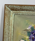 Painting Vintage French Floral Vase Red Purple Flower Signed Framed LOT 38784