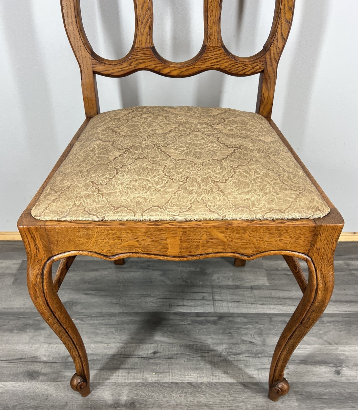 Chairs Vintage French Louis XVI Style Oak Upholstered Set of 6 Carved LOT 440110