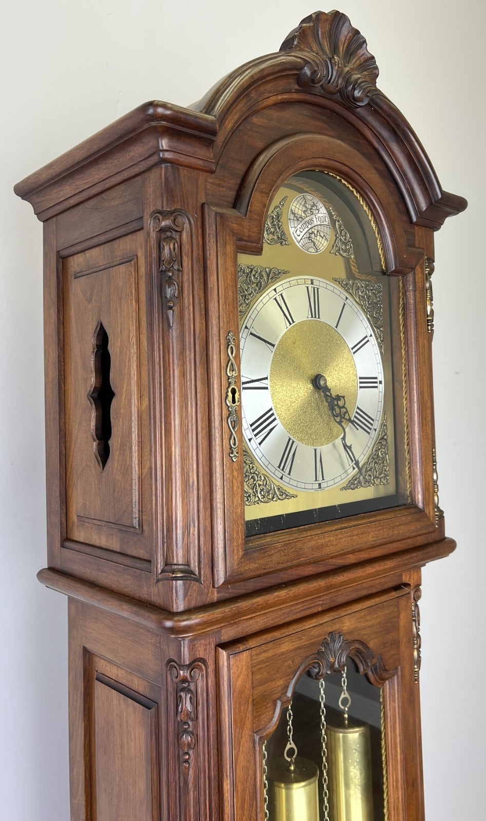 Grandfather Clock Vintage French Style Oak Carved Decorative Clock LOT 61090