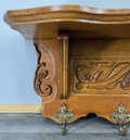 French Vintage Style Coat Rack Oak 5 Hooks Ornate Wall Shelf Coat LOT 46912