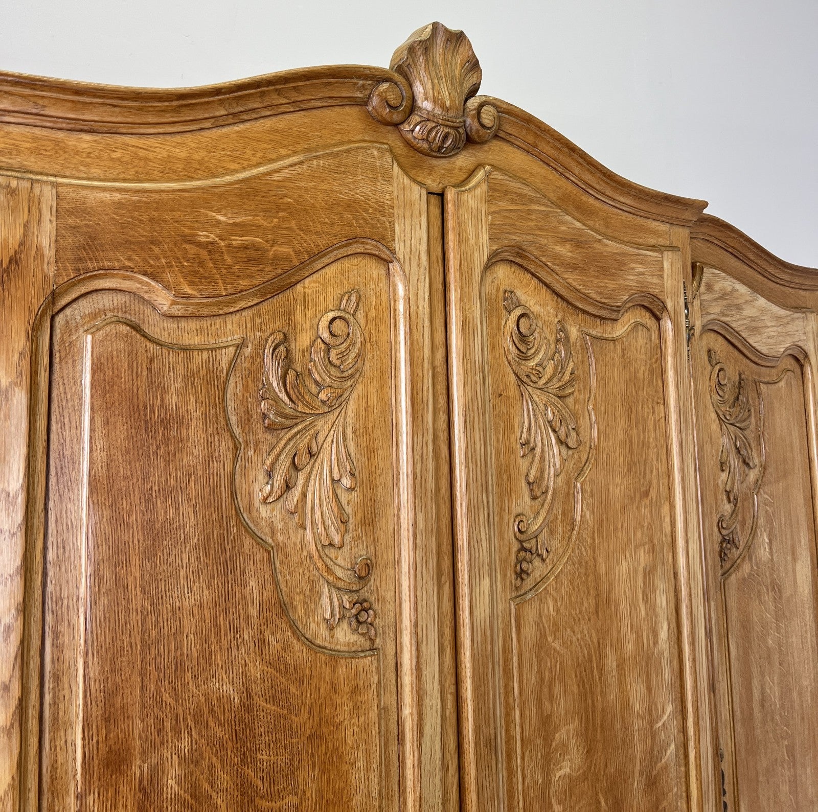 Wardrobe Vintage French Louis XVI Style Oak Four Door Carved Armoire LOT 63845