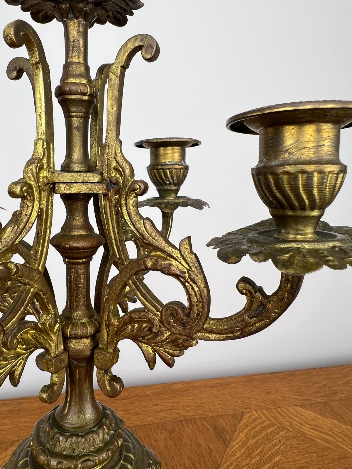Pair of Candelabra Antique French Style Brass Five Arm Candle Holders LOT 60257