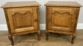 Pair of Bedside Tables Vintage French Louis Oak Nightstands Cabinets LOT 62170