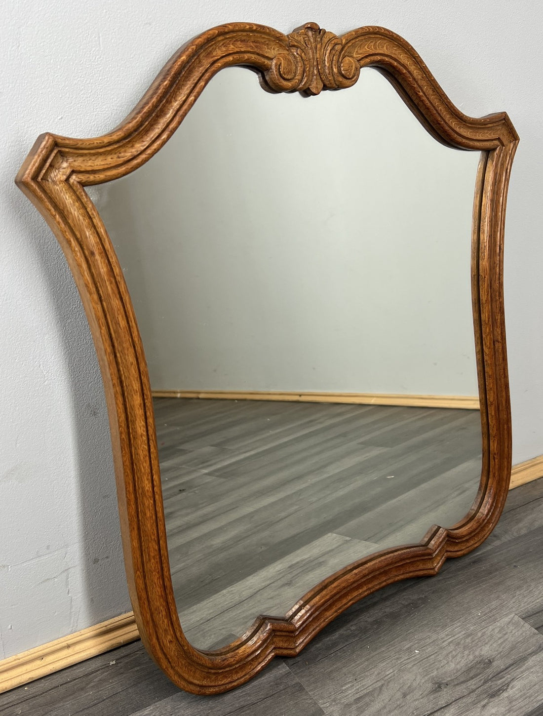 Vintage French Oak Wall Mirror with Carved Frame Ornate Wall Decor LOT 45260