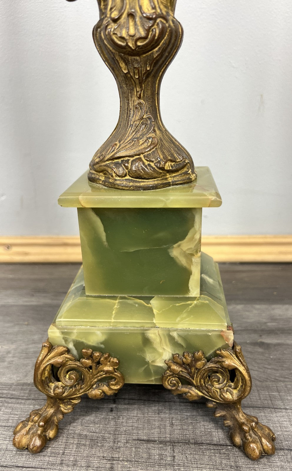 Clock Set Vintage French Onyx Brass Mantel Clock with 4-Arm Candelabras LOT 441314