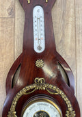 Barometer Vintage Brass Mahogany Wall Barometer Thermometer Hygrometer LOT 60864