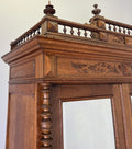 Wardrobe Antique French Oak Two Door Mirrored Carved Armoire Cabinet LOT 61534