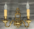 Pair of Wall Lights Vintage French Double Arm Ornate Rococo Sconces LOT 44101