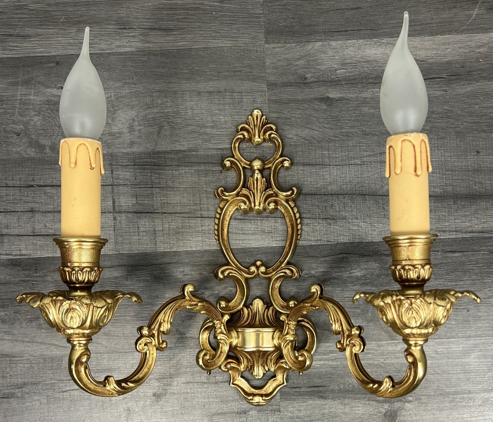 Pair of Wall Lights Vintage French Double Arm Ornate Rococo Sconces LOT 44101