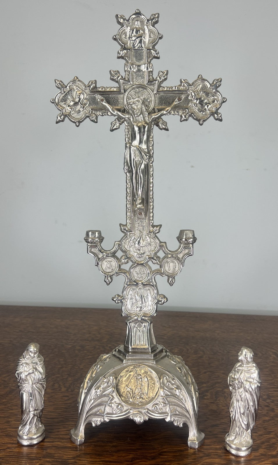 Crucifix Vintage French Style Metal Ornate Religious Altar Cross LOT 47630