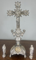 Crucifix Vintage French Style Metal Ornate Religious Altar Cross LOT 47631