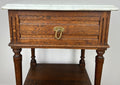 Pair of Bedside Tables Antique French Marble Top Carved Oak Cabinets LOT 49164
