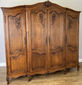 Wardrobe Vintage French Louis XVI Style Four Door Oak Carved Armoire LOT 61262