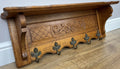 Coat Rack Vintage French Carved Oak Wall Mounted 5 Hooks Rack Hanger LOT 62103
