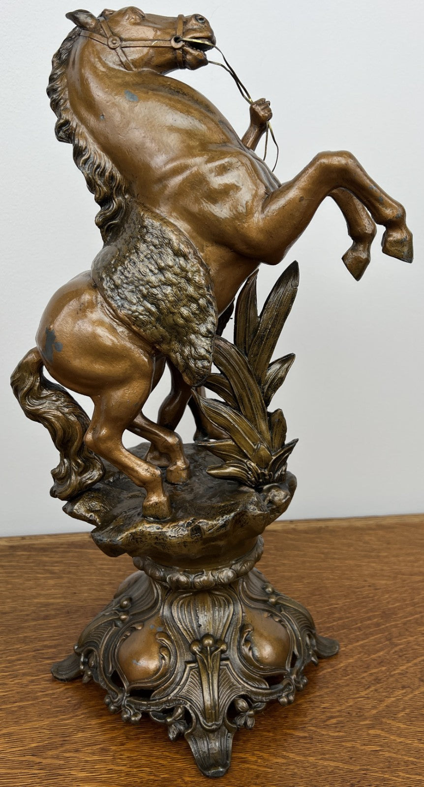 Figures Vintage Metal Horse Statues Pair Ornate Classical Sculpture Set LOT 493811