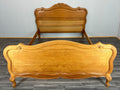 Bed Frame Vintage French Louis XVI Style Oak Double Carved Panel LOT 4108