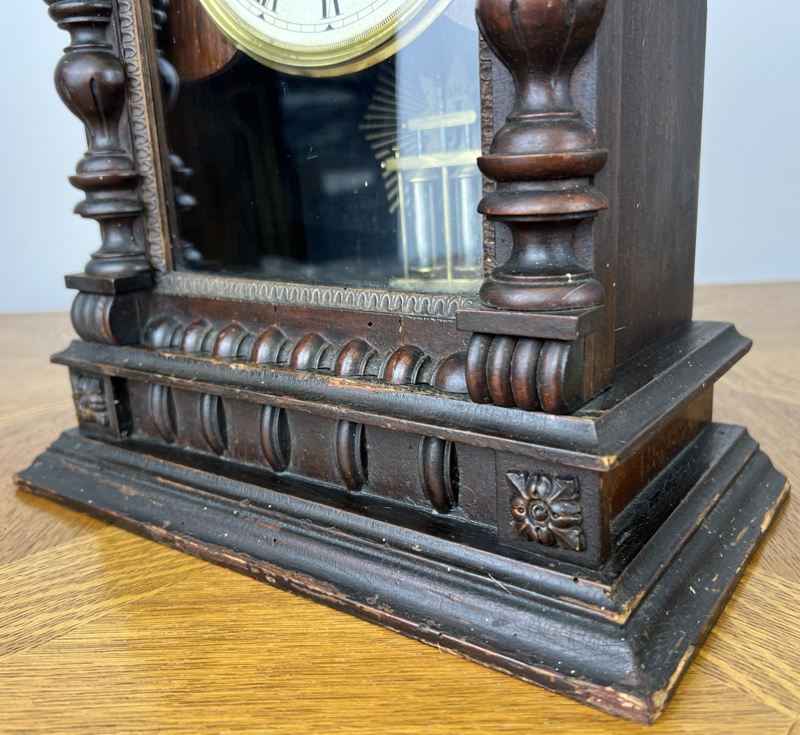 Clock Vintage Junghans Wooden Mantel Clock Glass Door Table Clock LOT 605511