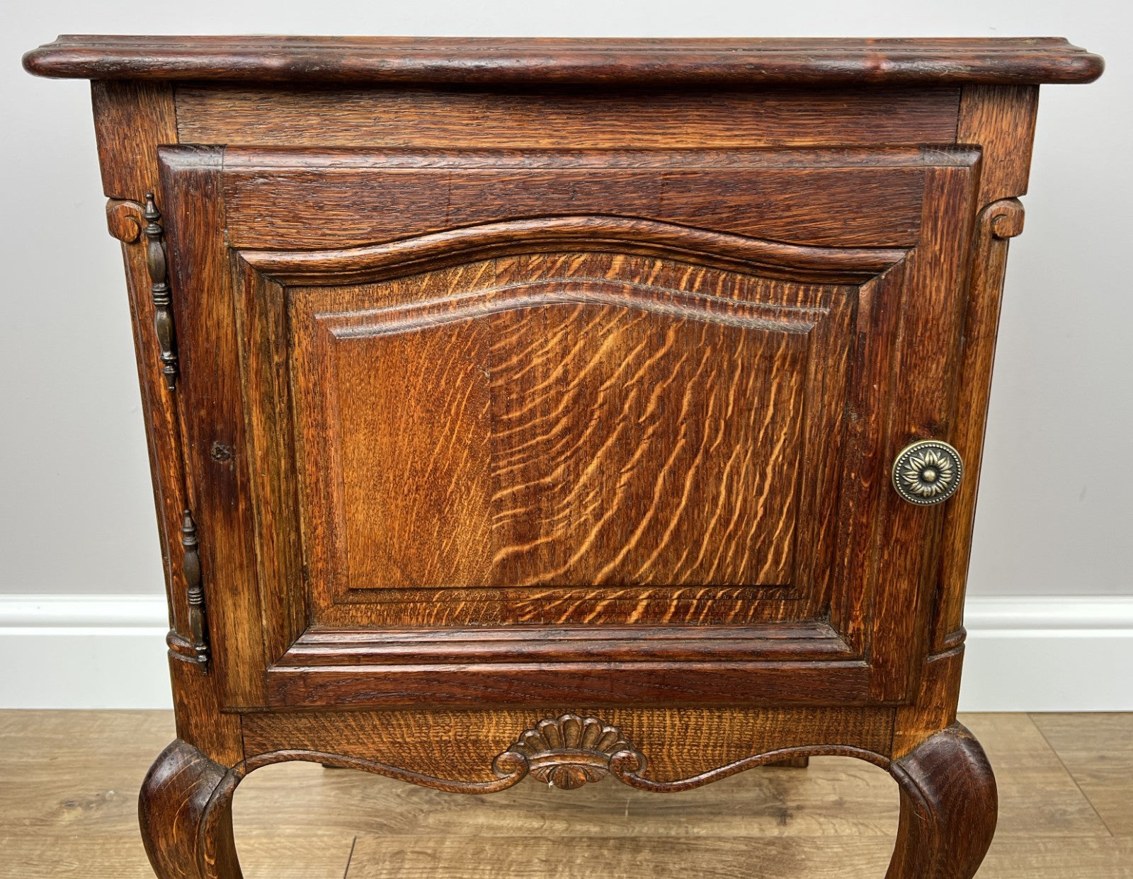 Pair of Bedside Tables Vintage French Louis Oak Nightstands Cabinets LOT 49733