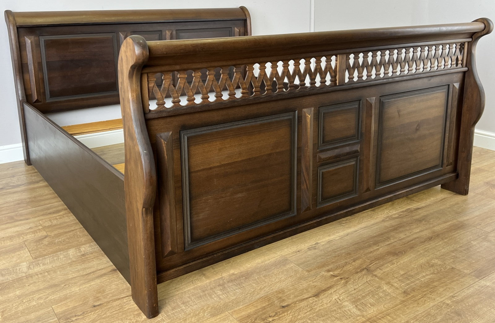 Bed Vintage French Super King Size Sleigh Bed Frame 180x200cm Headboard LOT 64093