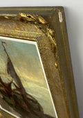 Oil Painting Vintage French Style Signed Coastal Boats Artwork Framed LOT 494214
