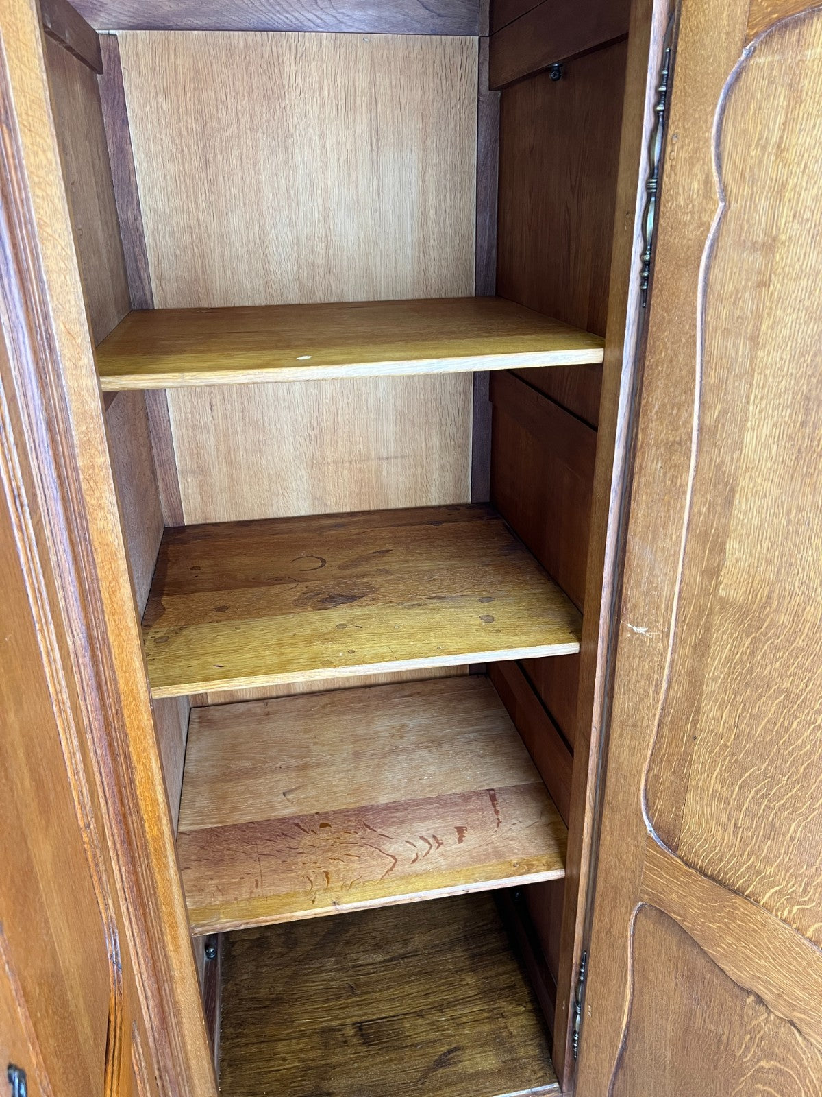 Wardrobe Vintage French Louis XVI Style Oak Four Door Carved Armoire LOT 6504