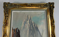 Painting Vintage Oil Landscape Mountain Deer Signed Framed Carved LOT 51133
