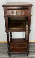 Bedside Table Antique French Oak Marble Top Cabinet Nightstand LOT 48063