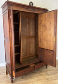 Wardrobe Antique French Walnut Two Door Mirrored Carved Armoire Cabinet LOT 608319