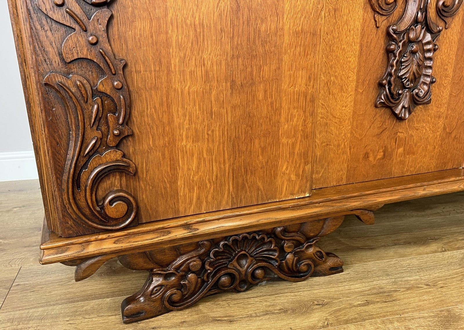 Wardrobe Vintage French Style Four Door Carved Armoire Cabinet LOT 61478