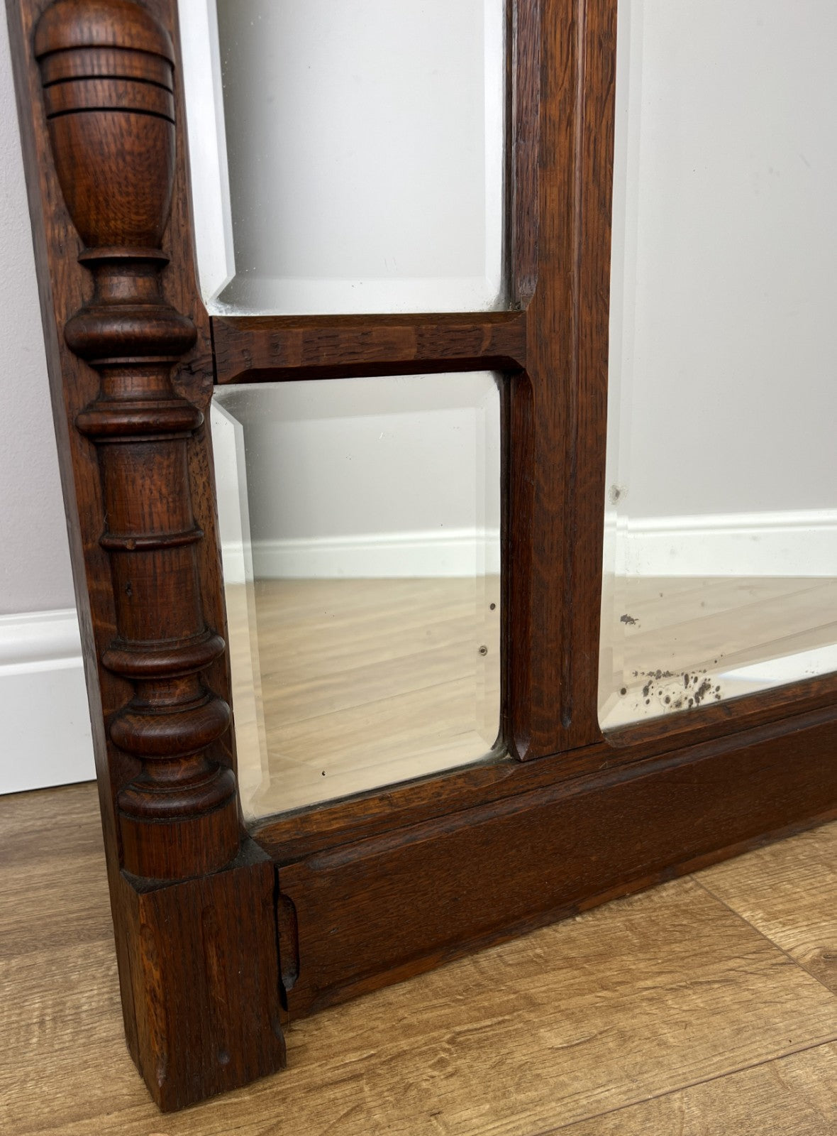 Mirror Antique French Oak Wall Mirror Bevelled Large Glass Wall Frame LOT 63704