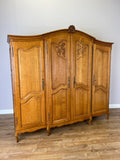Wardrobe Vintage French Louis XVI Style Oak Four Door Carved Armoire LOT 6497