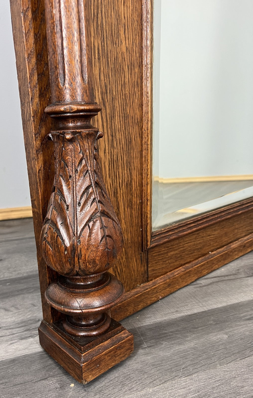 Antique French Style Carved Oak Wall Mirror Home Decor Wall Frame LOT 45512