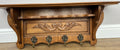 French Vintage Coat Rack Oak 4 Hooks Wall Shelf Carved Coat Hanger LOT 49075