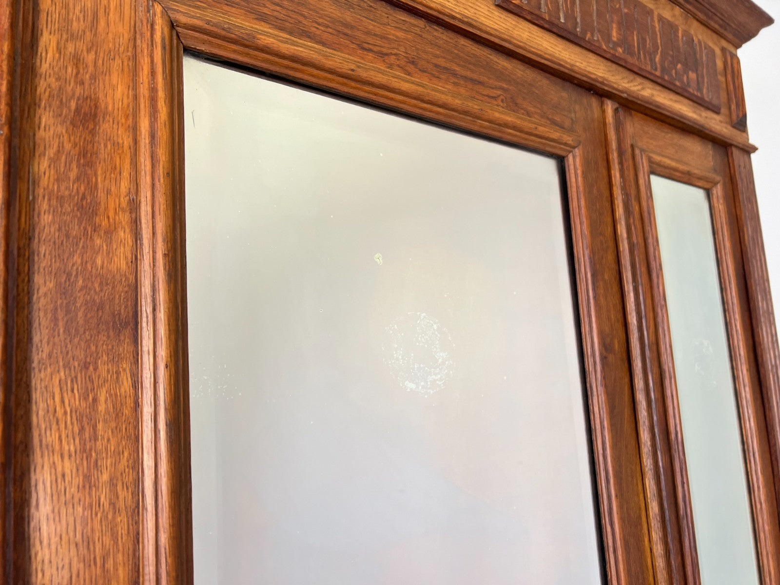 Wardrobe Antique French Two Door Oak Mirrored Carved Armoire Cabinet LOT 60829