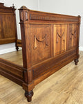 Bed Antique French Style Oak Double Bed Frame Carved Headboard LOT 609415