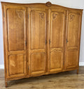 Wardrobe Vintage French Louis XVI Style Oak Four Door Carved Armoire LOT 6533