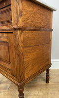 Bedside Table Antique French Style Marble Top Oak Cabinet Nightstand LOT 62358