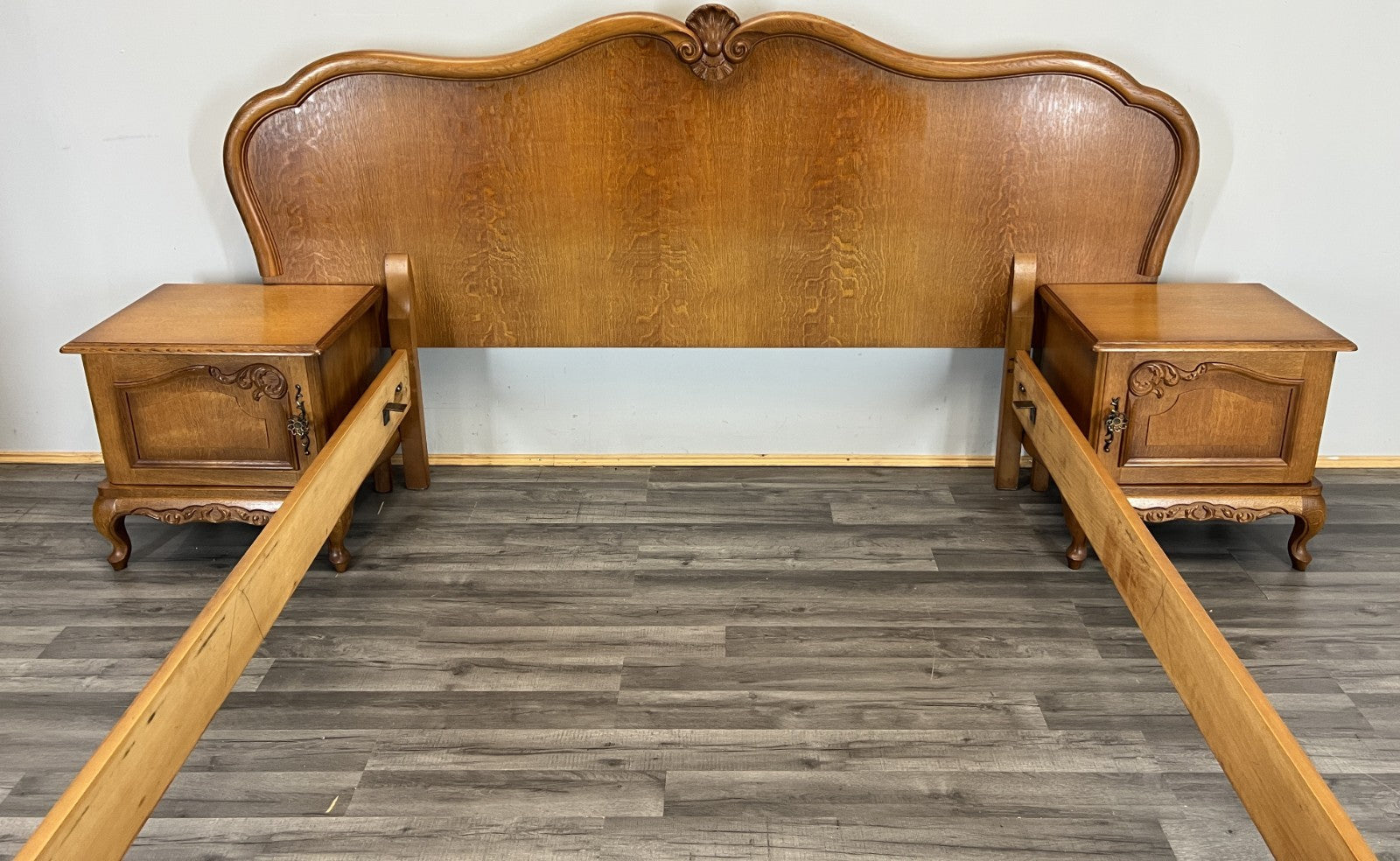 Bed Vintage French Louis XVI Double Bed Frame with Bedside Tables  LOT 46216