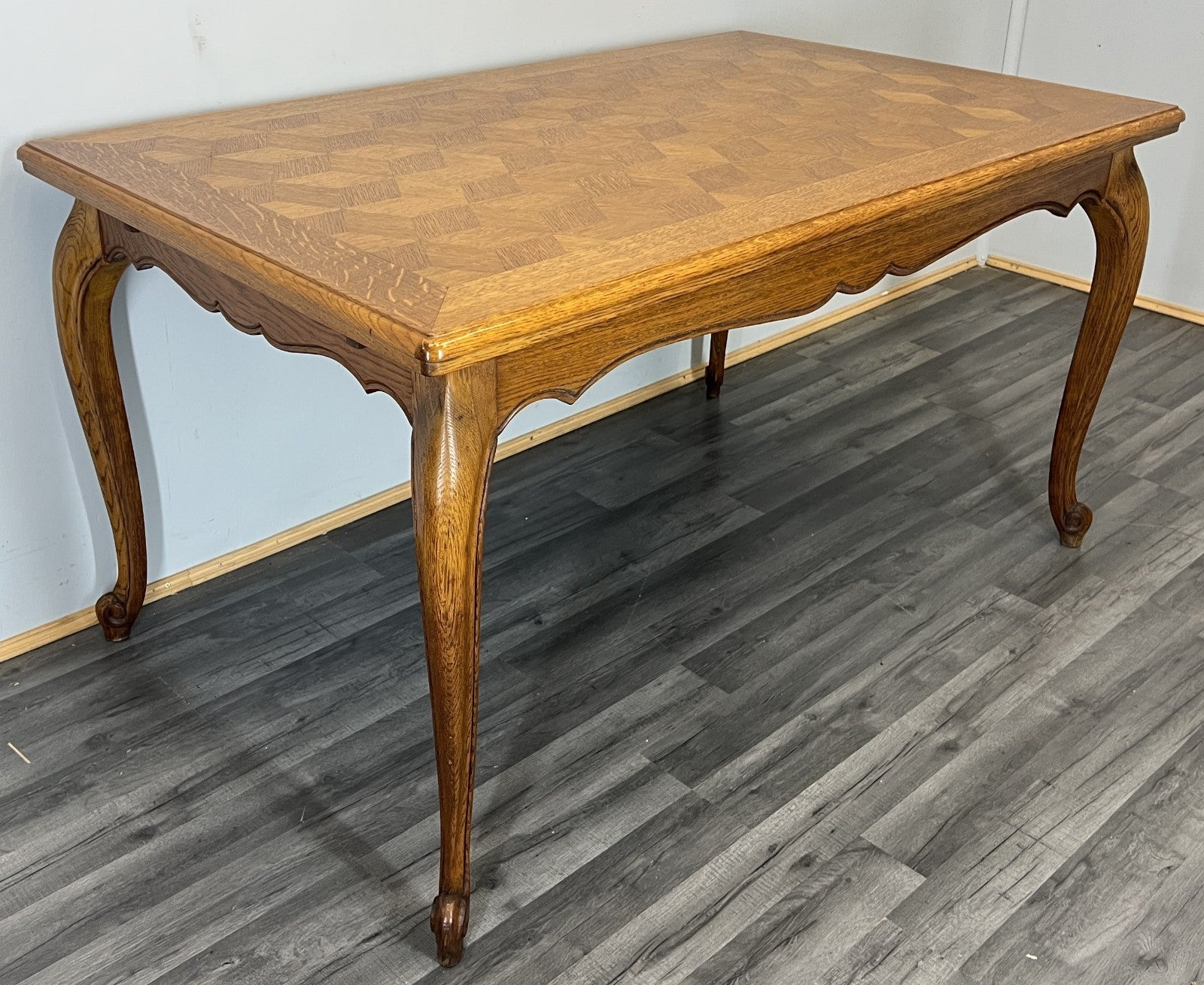 Dining Table Vintage French Louis XVI Carved Oak Extendable Table LOT 45832