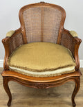 Armchair Vintage French Style Cane Upholstered Accent Carved Chair LOT 63110