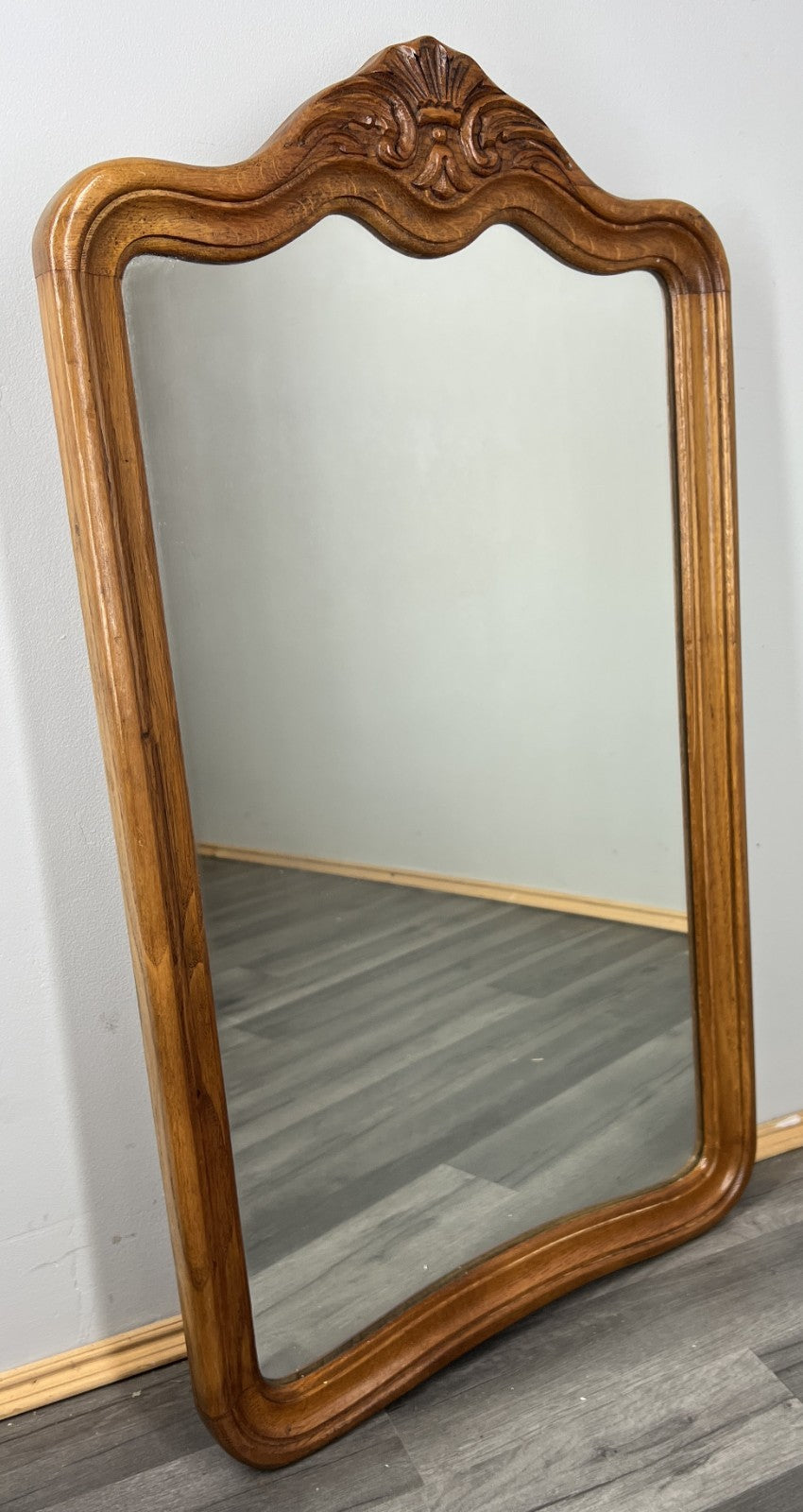 Vintage French Oak Wall Mirror with Carved Frame Wall Decor LOT 45250