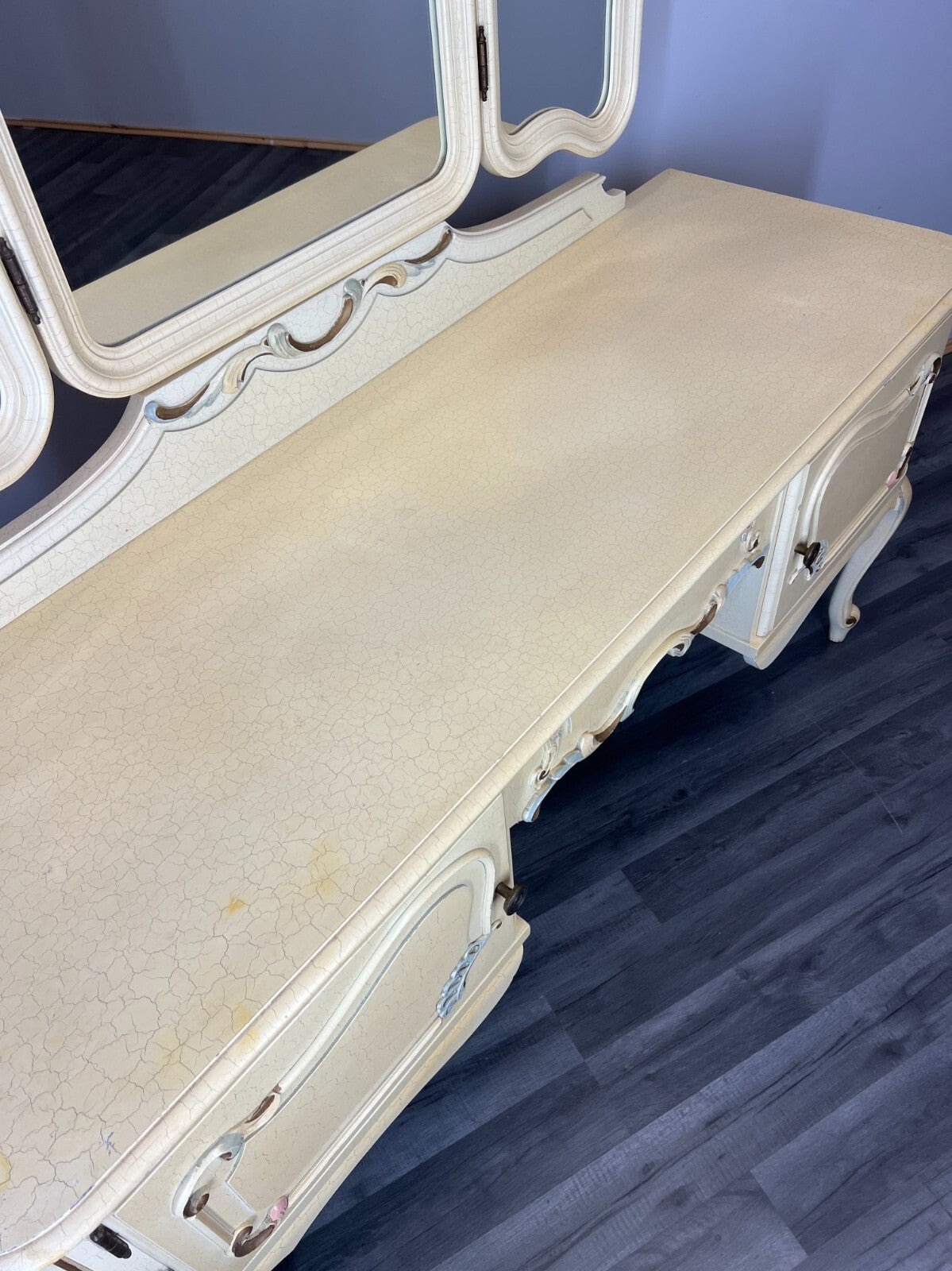 Dressing Table Vintage French Louis XVI Shabby Chic Vanity Table Makeup LOT 275511