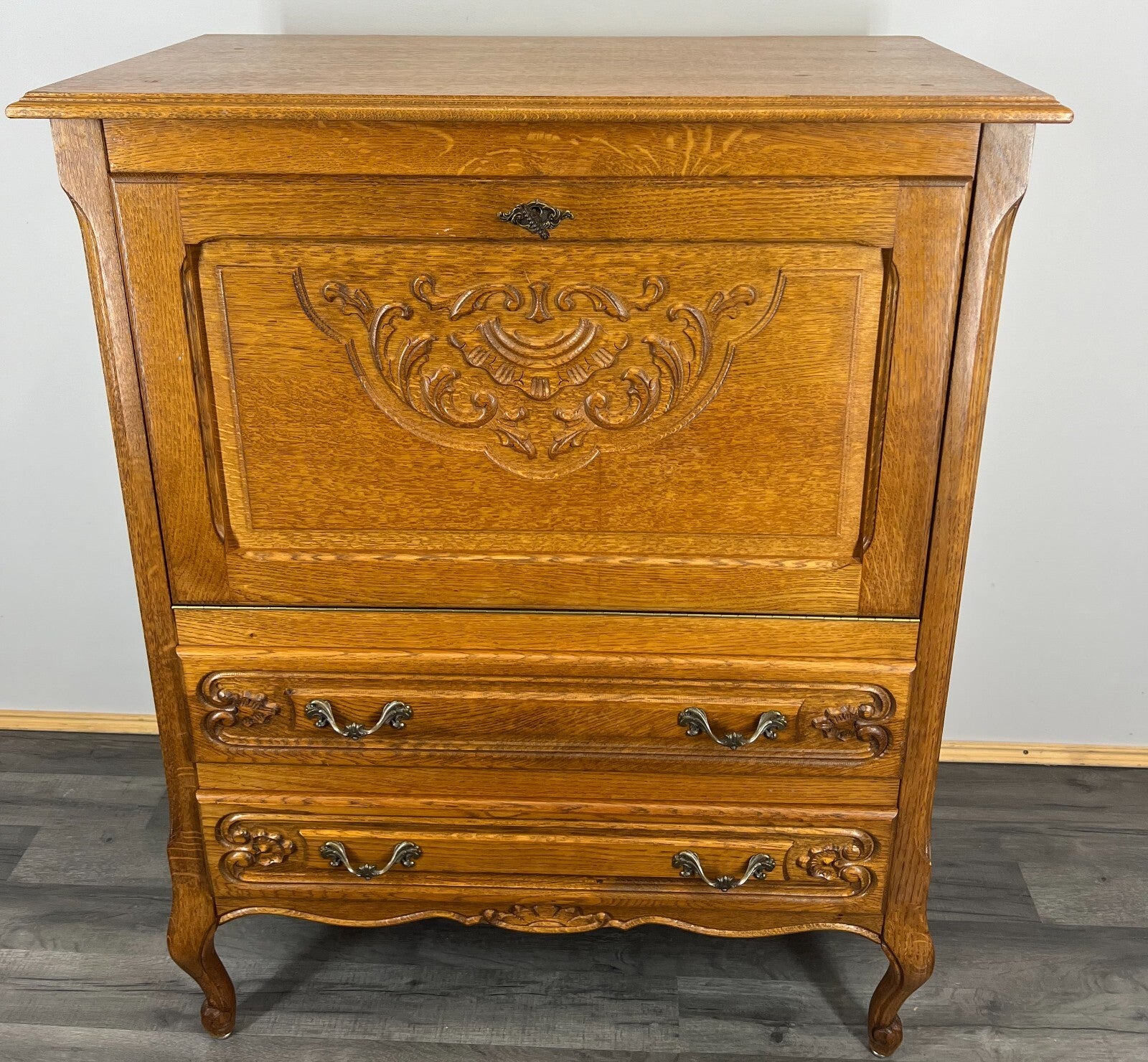 Cabinet Vintage French Louis XIV Style Drop Front Cupboard Sideboard LOT 26461
